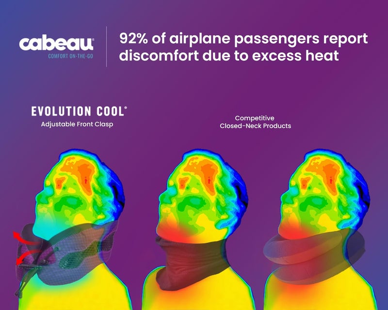Cabeau Long Haul Flight Cooling Travel Neck Pillow - Evolution Cool - Supportive Memory Foam with Airflow Vents - Compact with Carrying Case (Black) - Image 2
